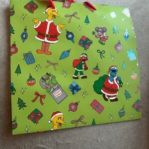Sesame Street Holiday Gift Bag - Green and Red